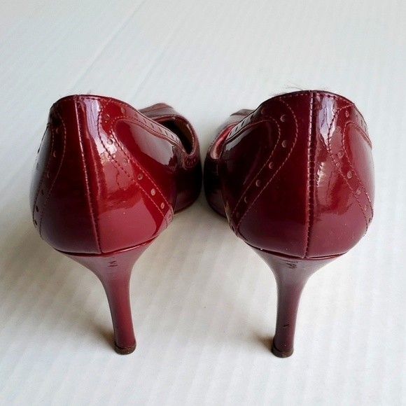 Kate Spade Burgundy Giselle Patent Leather Peep Toe Pump - Picture 5 of 7